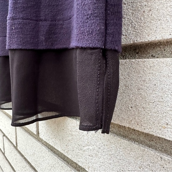 Nic+Zoe Nightshade Plum Purple Black Rejoice Sweater Mixed Media Chiffon Knit - Picture 11 of 11